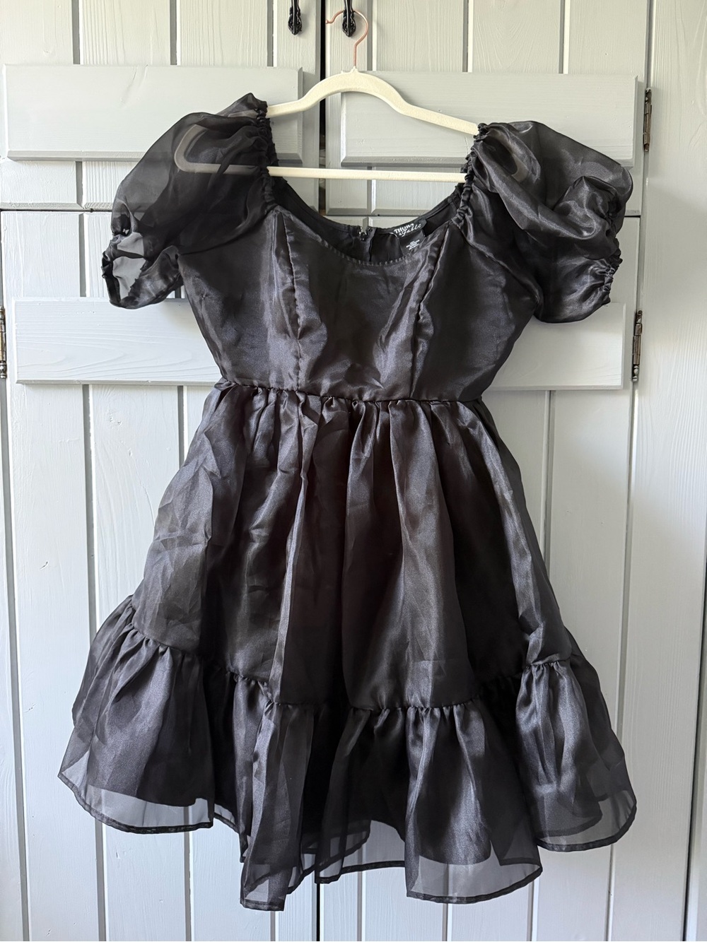 Thorne & Fable Puff-Sleeve Party Dress in Black